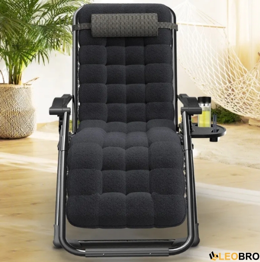 Кресло-шезлонг с подушкой LEOBRO Zero Gravity Чорное (ZGC-S05-PPB) - 2