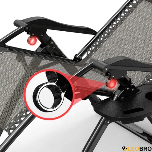 Кресло-шезлонг с подушкой LEOBRO Zero Gravity Чорное (ZGC-S05-PPB) - 4