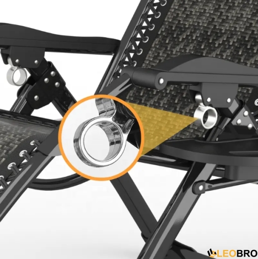 Розкладне крісло шезлонг Zero Gravity LEOBRO Сіре плетене Ротанг (ZGC-S10) - 3