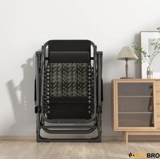 Розкладне крісло шезлонг Zero Gravity LEOBRO Сіре плетене Ротанг (ZGC-S10) - 4