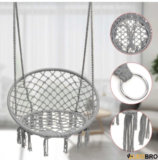 Гойдалка гніздо 110 см плетена FUNFIT Gray (2766) - 5