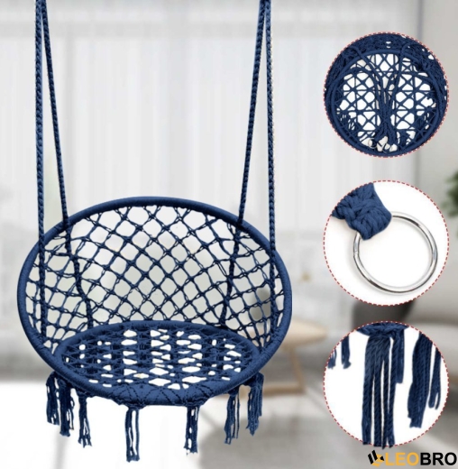 Гойдалка гніздо 110 см плетена FUNFIT Blue (2765) - 5