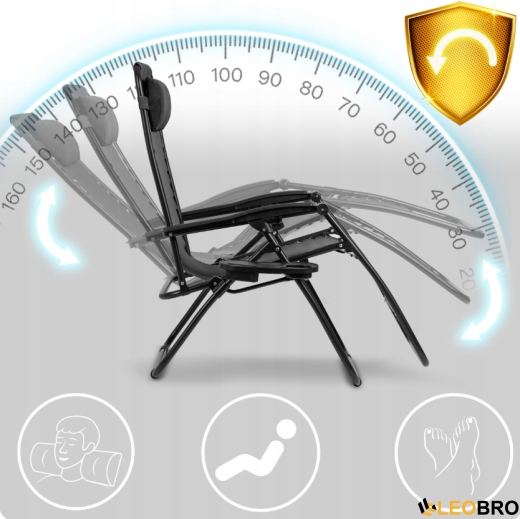 Раскладное кресло шезлонг LEOBRO Zero Gravity Black (LB-ZGC-A1-BLK) - 4