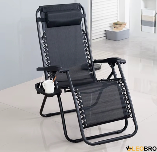 Раскладное кресло шезлонг LEOBRO Zero Gravity Black (LB-ZGC-A1-BLK) - 7