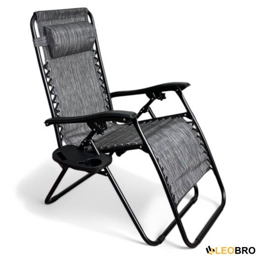 Раскладное кресло шезлонг LEOBRO Zero Gravity Grey (LB-ZGC-A1-GRY) - 1