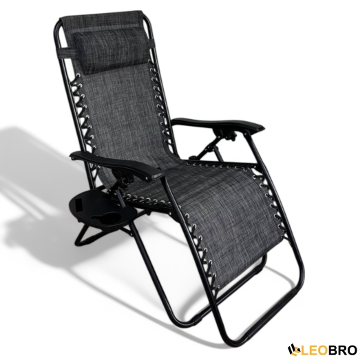 Розкладне крісло шезлонг LEOBRO Zero Gravity Dark Grey (LB-ZGC-A1-DGR) - 1