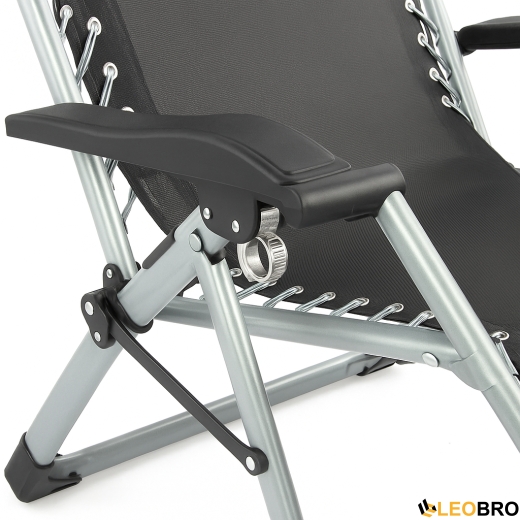 Розкладне крісло шезлонг LEOBRO Zero Gravity Premium Plus Чорне (LB-ZGC-E1-BLK) - 2