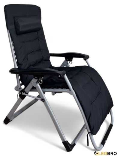 Розкладне крісло шезлонг LEOBRO Zero Gravity Premium Plus Чорне (LB-ZGC-E1-BLK) - 3