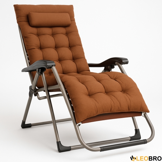 Розкладне крісло шезлонг LEOBRO Zero Gravity Premium Plus Коричневе (LB-ZGC-E1-BRN) - 1