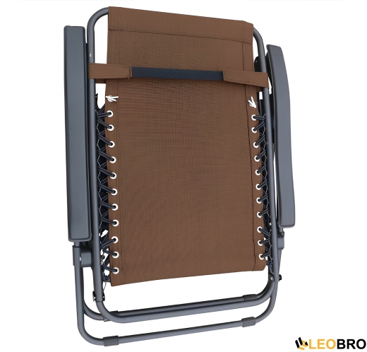 Розкладне крісло шезлонг LEOBRO Zero Gravity Brown (LB-ZGC-A1-BRN) - 3