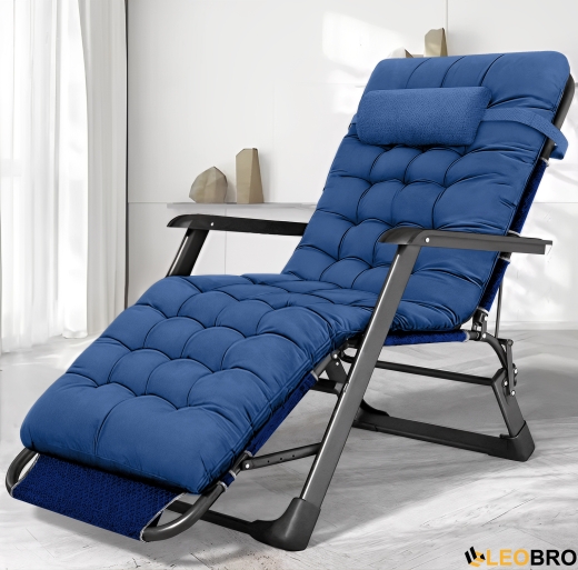Раскладное кресло кровать с подушкой LEOBRO Темно-синий (LB-FCB-G1-BLU) - 1