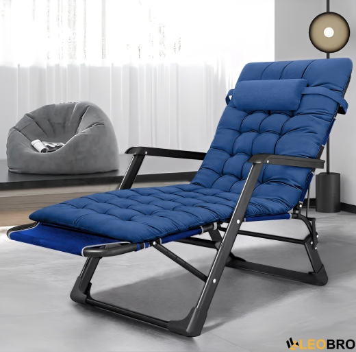 Раскладное кресло кровать с подушкой LEOBRO Темно-синий (LB-FCB-G1-BLU) - 2