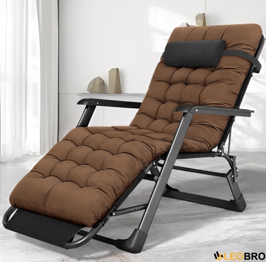 Розкладне крісло з подушкою LEOBRO Коричневий (LB-FCB-G1-BRN) - 1