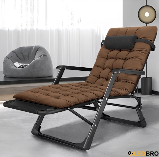Розкладне крісло з подушкою LEOBRO Коричневий (LB-FCB-G1-BRN) - 2