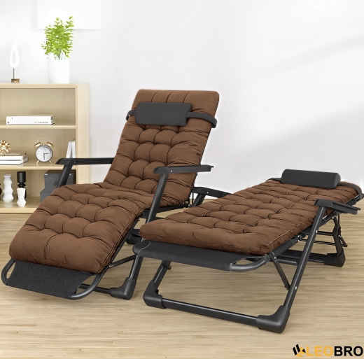 Розкладне крісло з подушкою LEOBRO Коричневий (LB-FCB-G1-BRN) - 3