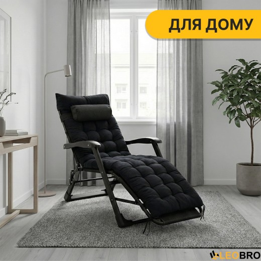 Раскладное кресло кровать с подушкой LEOBRO Черный (LB-FCB-G1-BLK) - 2