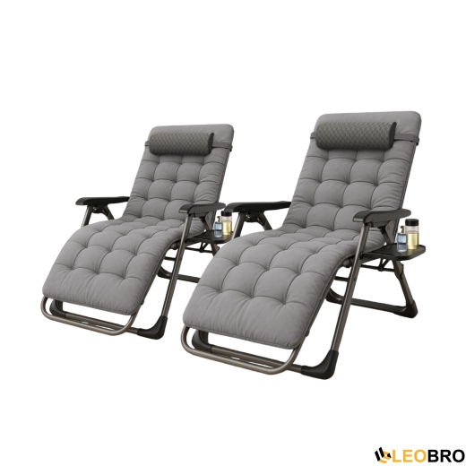 Комплект из 2 шезлонгов с подушкою Zero Gravity LEOBRO Серый (ZGC-S05-PPХ2) - 1