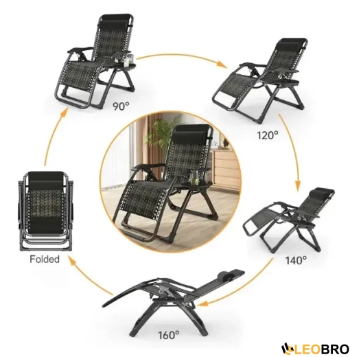 Комплект из 2 шезлонгов Zero Gravity LEOBRO Серое плетеное Ротанг (ZGC-S10Х2) - 2