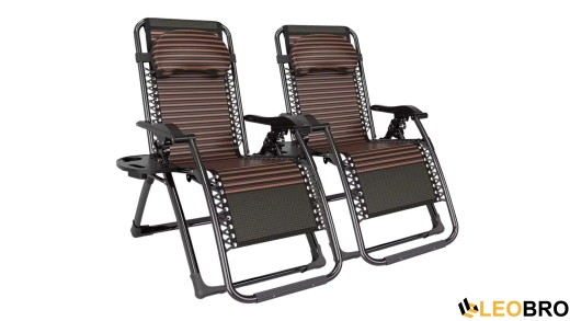 Комплект из 2 шезлонгов с подушкой Zero Gravity LEOBRO Чёрный (ZGC-S05-PPBХ2) - 1