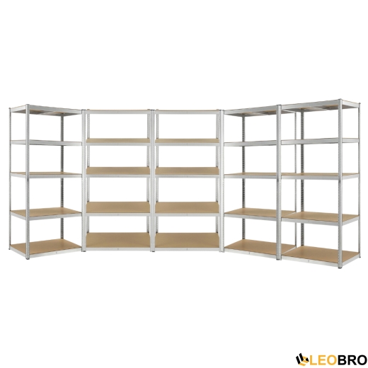 Стелаж LEOBRO 180 х 450 х 40 см, 175кг/полиця, 5 полиць (LB-R175-GALX5) - 1