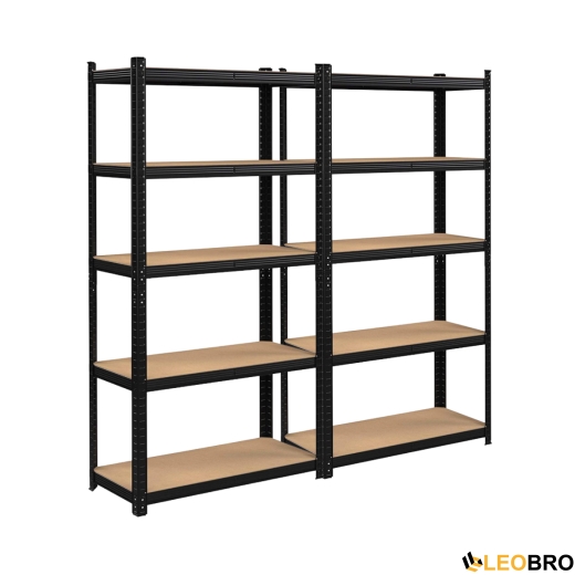 Стелаж LEOBRO Чорний 180 х 180 х 40 см, 175кг/полиця, 5 полиць (LB-R175-BLKX2) - 1