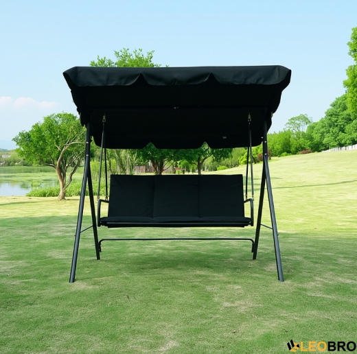 Водонепроникна гойдалка з подушками на 3 особи LEOBRO Чорна - 2