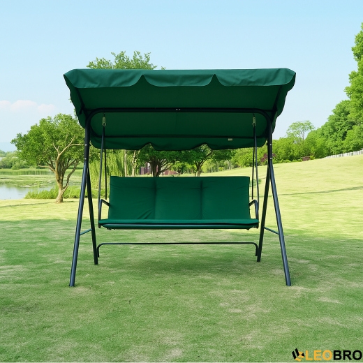 Водонепроникна гойдалка з подушками на 3 особи LEOBRO Зелена - 1