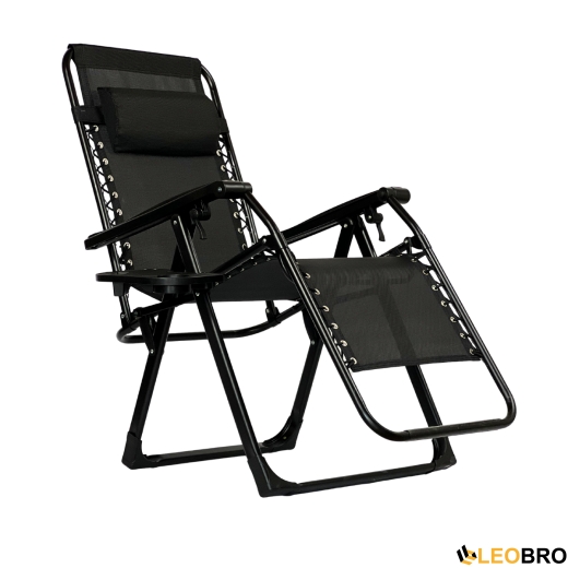 Розкладне крісло шезлонг LEOBRO Zero Gravity Premium Black (LB-ZGC-G2-BLK) - 1