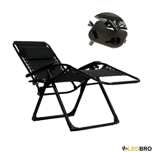 Розкладне крісло шезлонг LEOBRO Zero Gravity Premium Black (LB-ZGC-G2-BLK) - 2