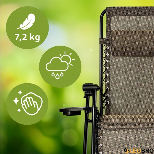 Раскладное кресло шезлонг LEOBRO Zero Gravity Premium Plaid (LB-ZGC-G2-PLD) - 4