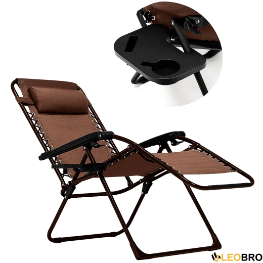 Розкладне крісло шезлонг LEOBRO Zero Gravity Premium Brown (LB-ZGC-G2-BRN) - 2