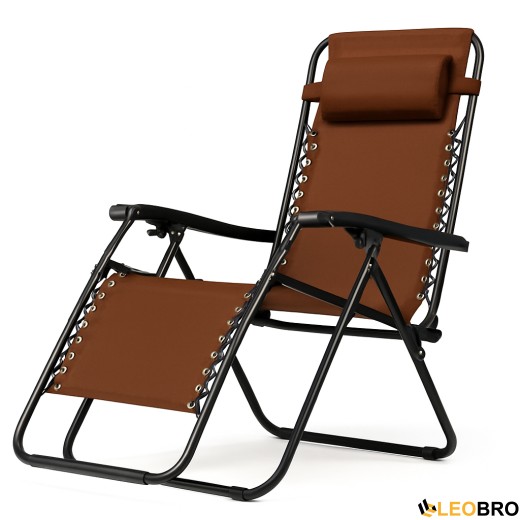 Раскладное кресло шезлонг LEOBRO Zero Gravity Premium Brown (LB-ZGC-G2-BRN) - 4