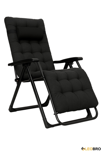 Розкладне крісло шезлонг LEOBRO Zero Gravity Premium Plus Black (LB-ZGC-K2-BLK) - 1