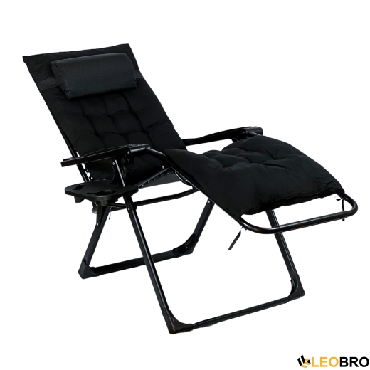 Розкладне крісло шезлонг LEOBRO Zero Gravity Premium Plus Black (LB-ZGC-K2-BLK) - 2