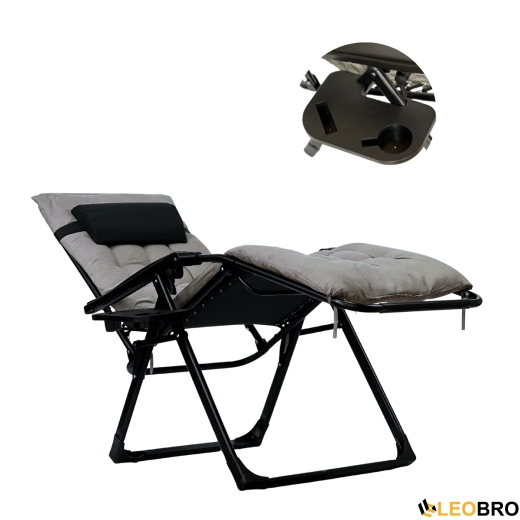 Розкладне крісло шезлонг LEOBRO Zero Gravity Premium Plus Grey (LB-ZGC-K2-GRY) - 2