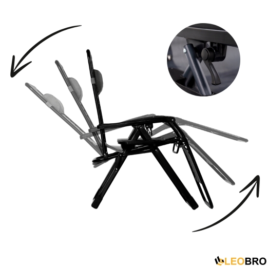 Розкладне крісло шезлонг LEOBRO Zero Gravity Premium Plus Grey (LB-ZGC-K2-GRY) - 3