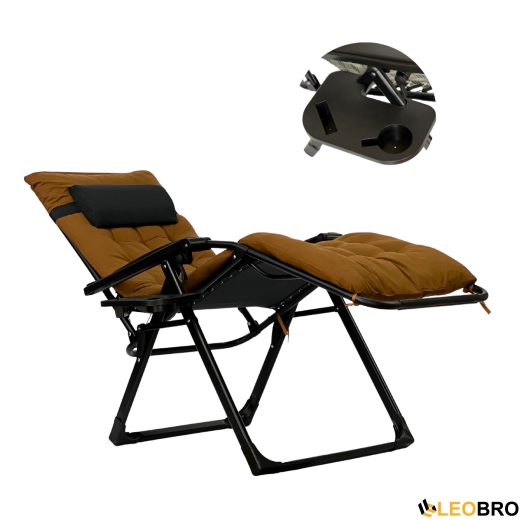 Розкладне крісло шезлонг LEOBRO Zero Gravity Premium Plus Brown (LB-ZGC-K2-BRN) - 2