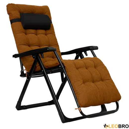 Раскладное кресло шезлонг LEOBRO Zero Gravity Premium Plus Brown (LB-ZGC-K2-BRN) - 5