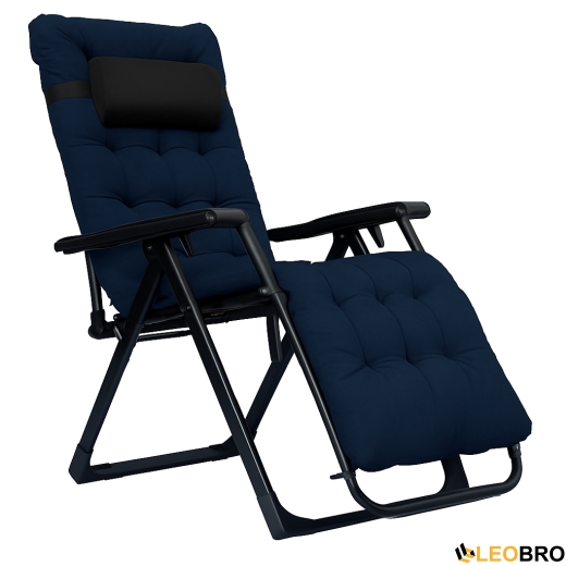 Розкладне крісло шезлонг LEOBRO Zero Gravity Premium Plus Dark Navy Blue (LB-ZGC-K2-DNB) - 1