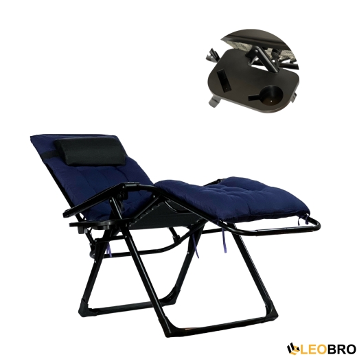 Розкладне крісло шезлонг LEOBRO Zero Gravity Premium Plus Dark Navy Blue (LB-ZGC-K2-DNB) - 2