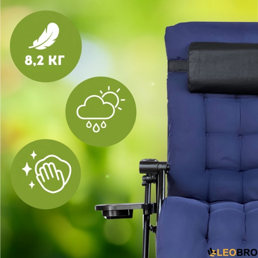 Розкладне крісло шезлонг LEOBRO Zero Gravity Premium Plus Dark Navy Blue (LB-ZGC-K2-DNB) - 4