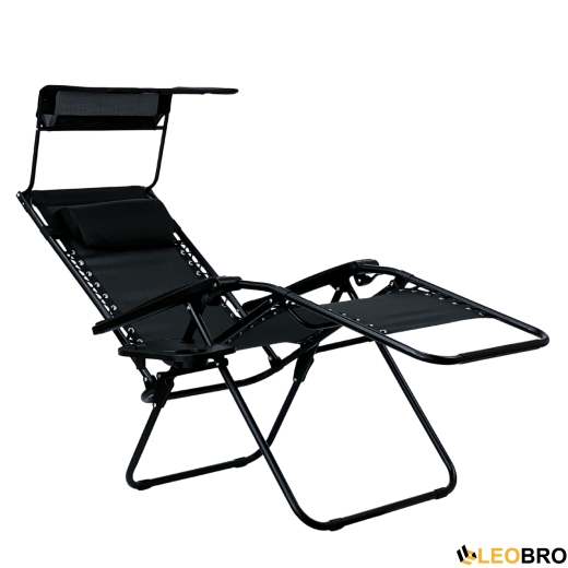Розкладне крісло шезлонг з козирком LEOBRO Zero Gravity Black (LB-ZGC-H1-BLK) - 2