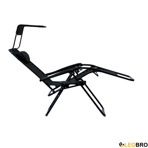 Розкладне крісло шезлонг з козирком LEOBRO Zero Gravity Black (LB-ZGC-H1-BLK) - 3