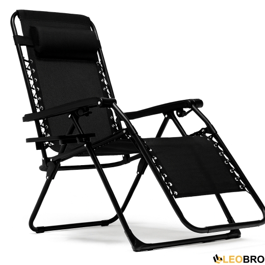 Раскладное кресло шезлонг LEOBRO Zero Gravity Black (LB-ZGC-F1-BLK) - 1