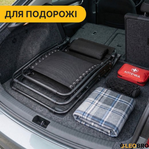 Розкладне крісло шезлонг LEOBRO Zero Gravity Black (LB-ZGC-F1-BLK) - 2