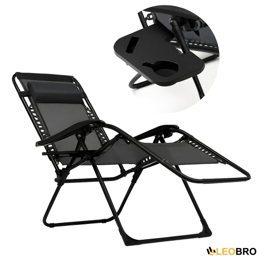 Раскладное кресло шезлонг LEOBRO Zero Gravity Black (LB-ZGC-F1-BLK) - 2