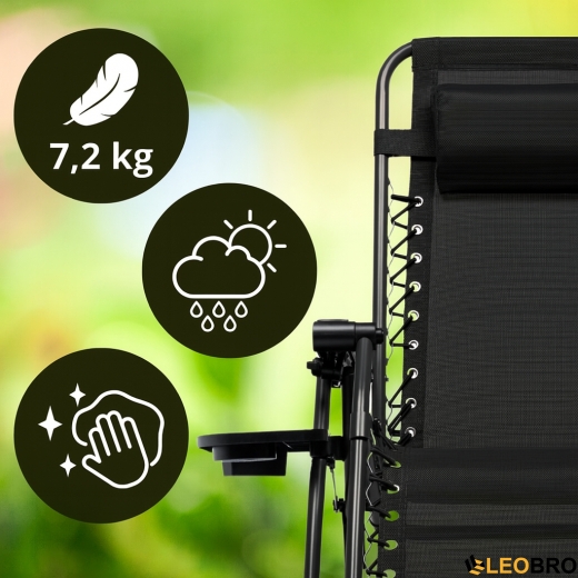 Раскладное кресло шезлонг LEOBRO Zero Gravity Black (LB-ZGC-F1-BLK) - 3