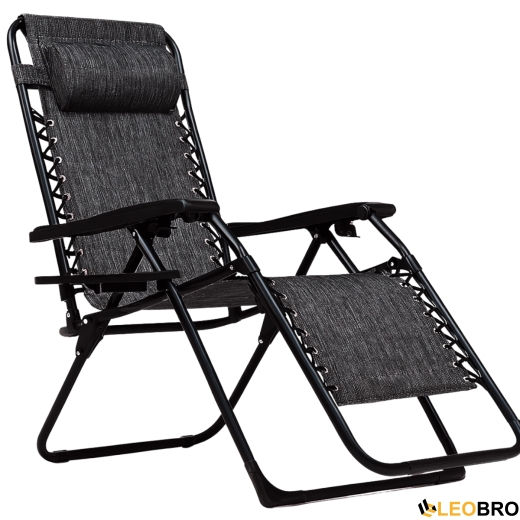 Розкладне крісло шезлонг LEOBRO Zero Gravity Dark Grey (LB-ZGC-F1-DGR) - 1
