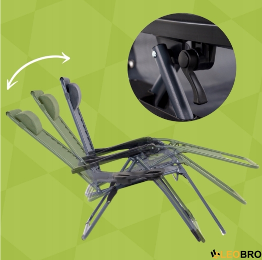 Розкладне крісло шезлонг LEOBRO Zero Gravity Dark Grey (LB-ZGC-F1-DGR) - 4