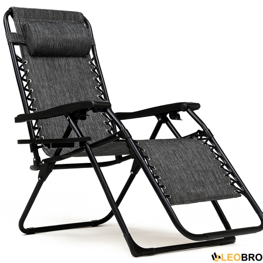 Розкладне крісло шезлонг LEOBRO Zero Gravity Grey (LB-ZGC-F1-GRY) - 1